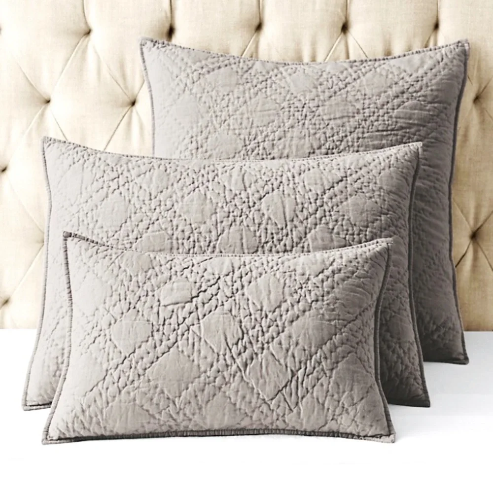 RH Stonewashed Belgian Linen Diamond Stitch Lumbar Sham